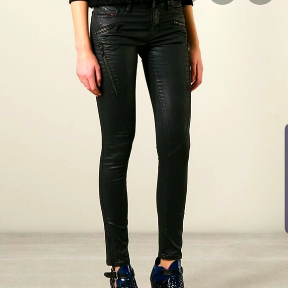 🆕️ Diesel Skinzee Sp Black Waxed Jogg Jeans Sweat - Picture 3 of 8